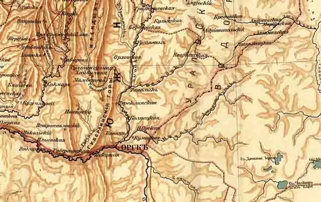 karta-urala-i-priuralja-1913-g.-orsk Карта Урала и Приуралья 1913 года